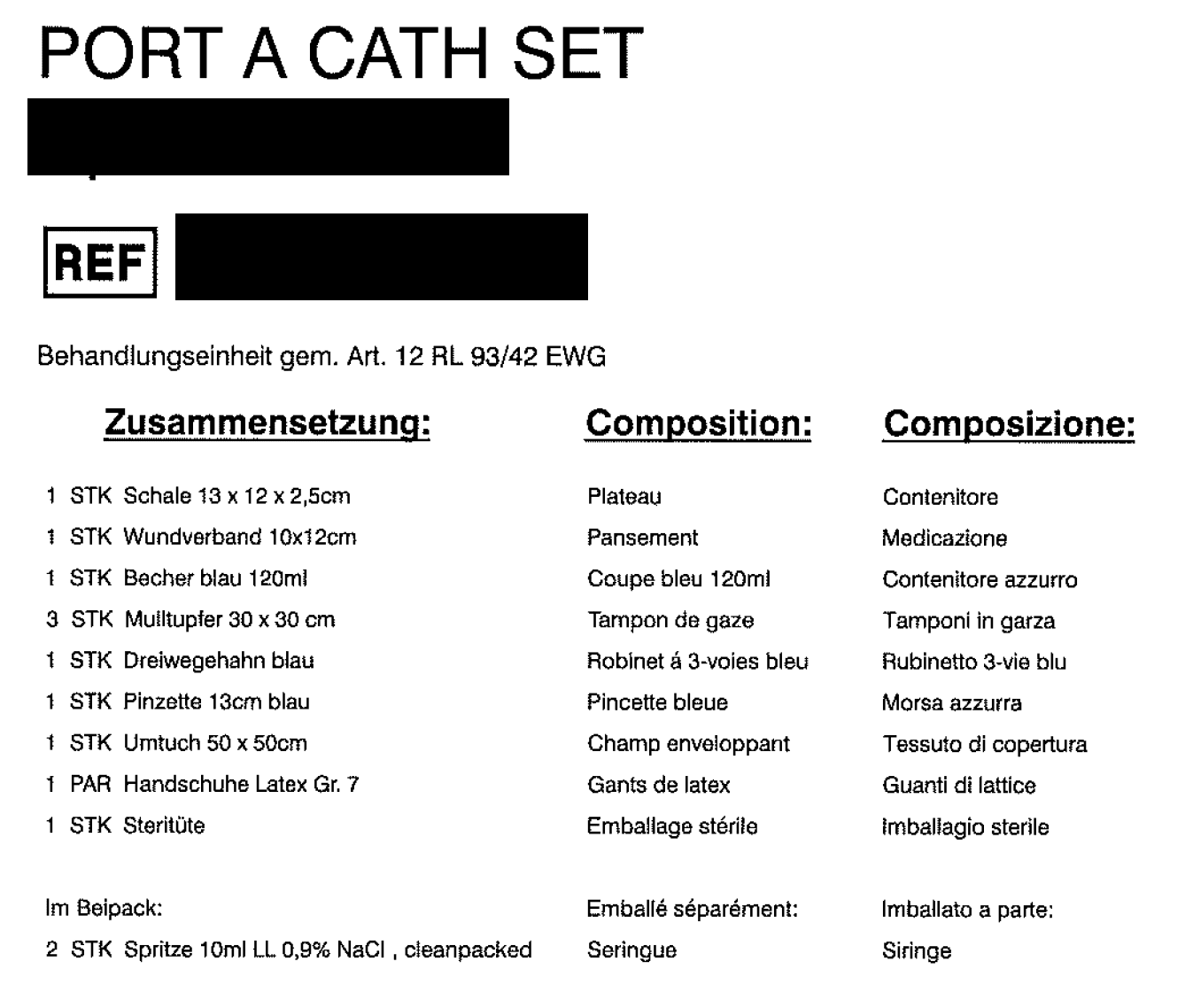 Port a cath set